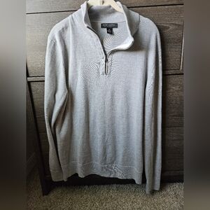 Banana Republic 100% Merino Wool Men's Gray Quarter Zip-Up Sweater